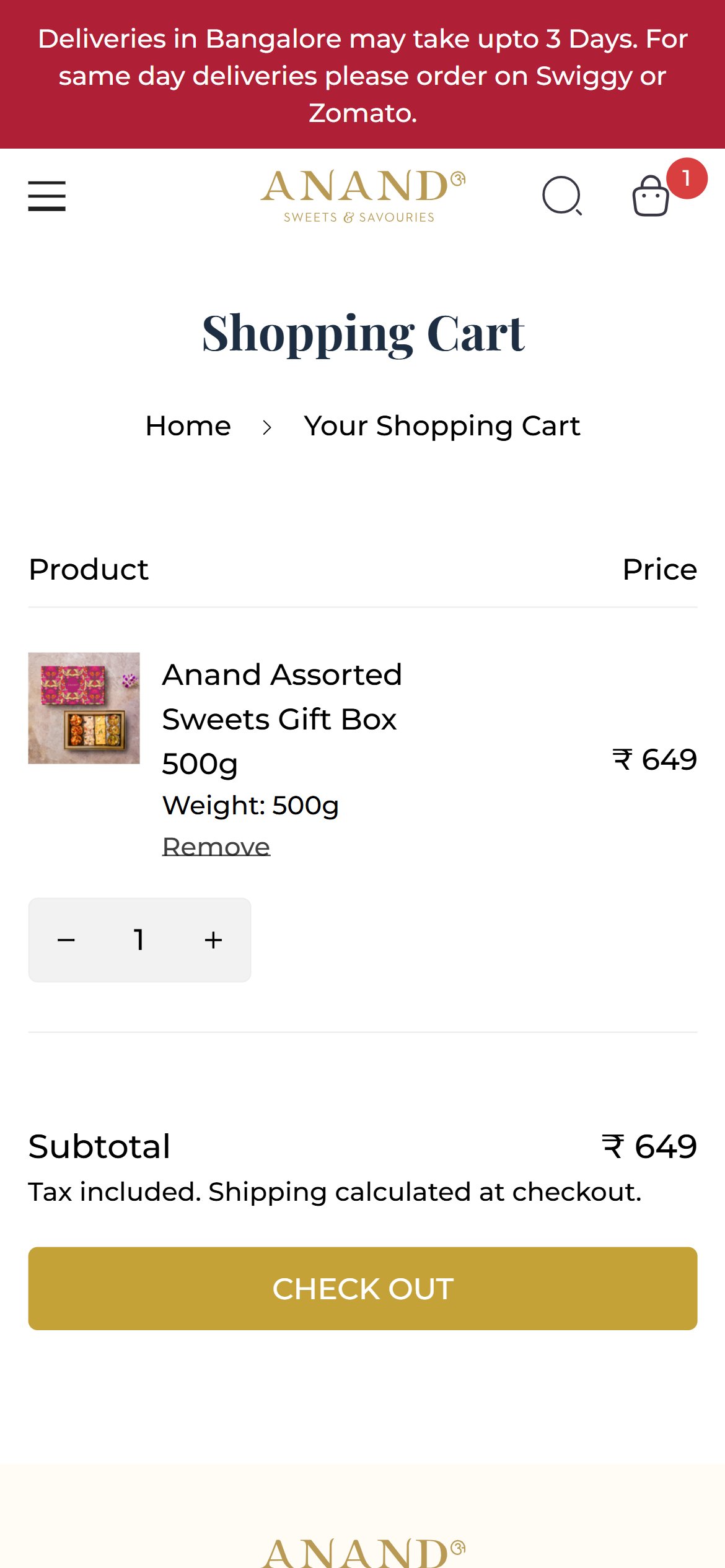 Anand Sweets — Mobile