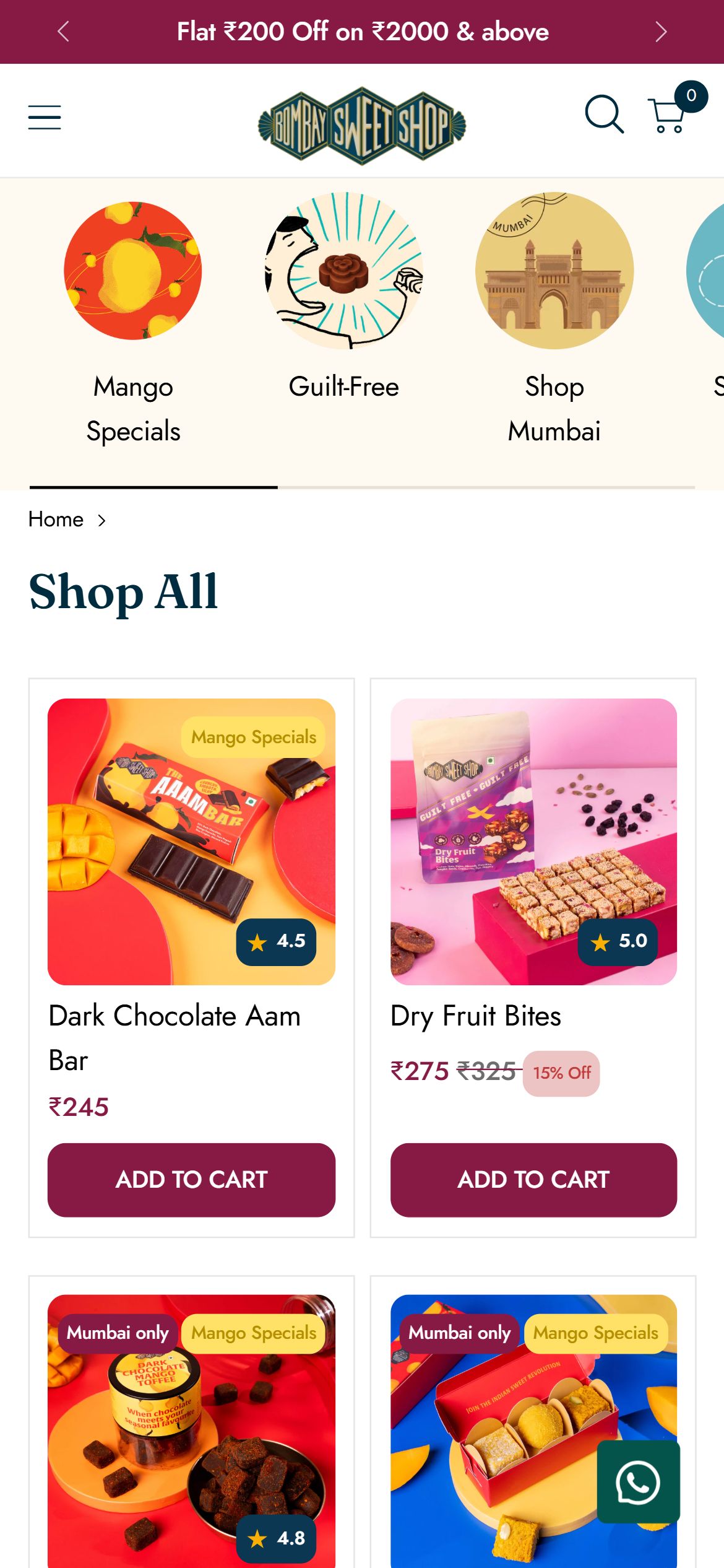 Bombay Sweet Shop — Mobile