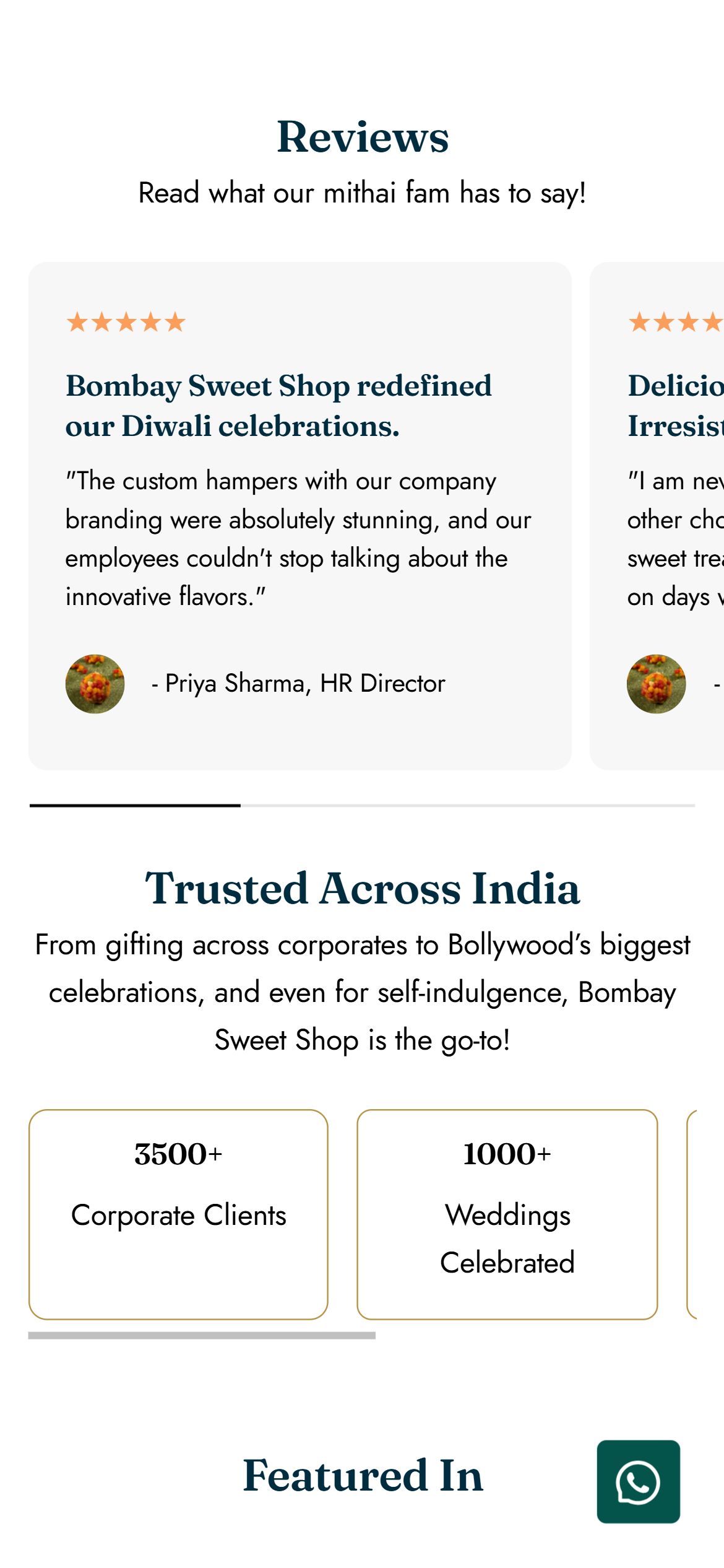 Bombay Sweet Shop — Mobile