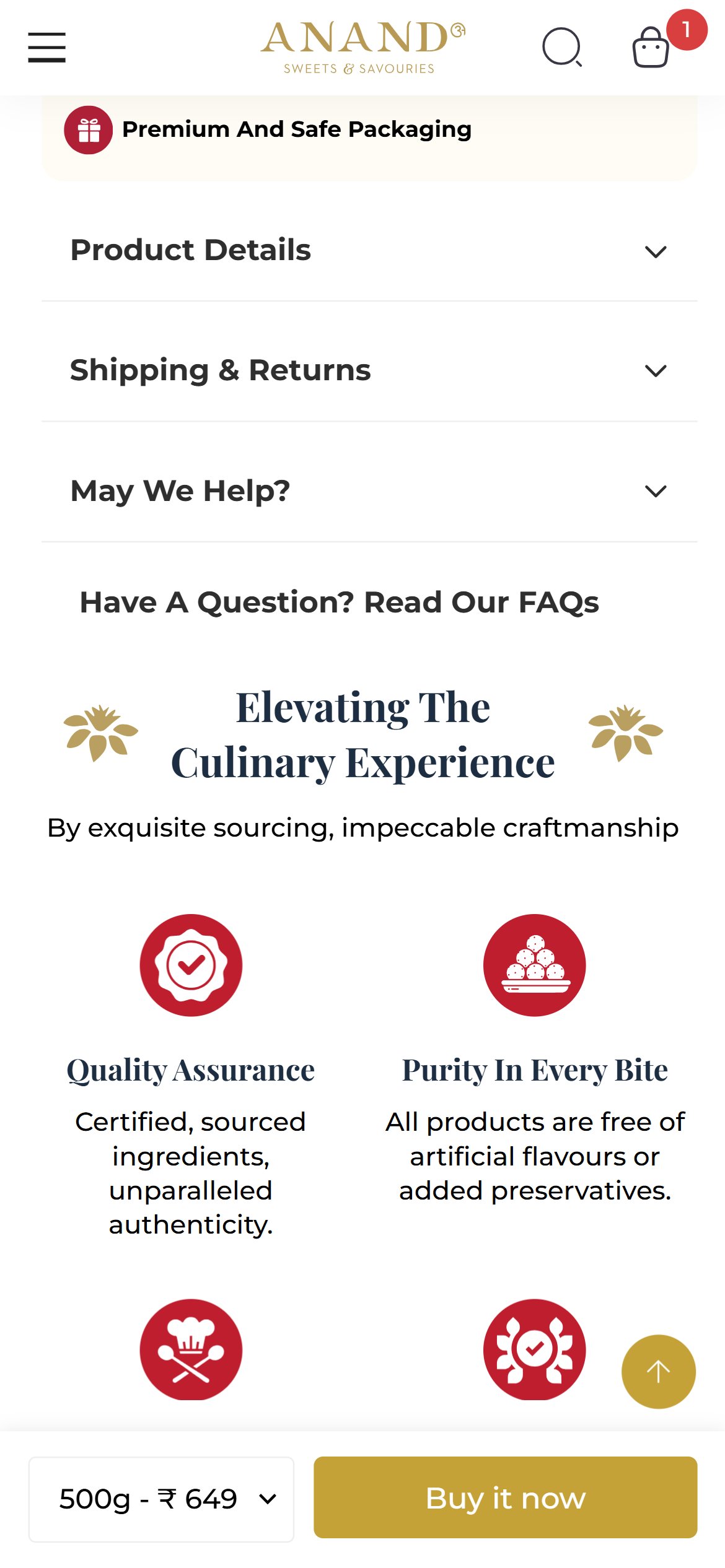 Anand Sweets — Mobile